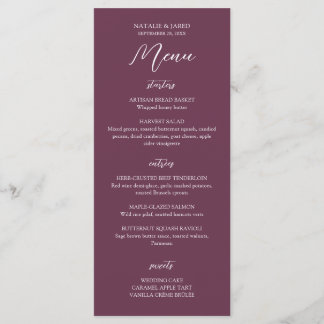 Elegant Burgundy Bröllop Menu Meny