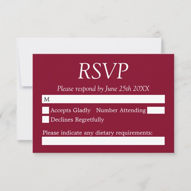 Elegant Burgundy Bröllop OSA Card Kort (Framsida)