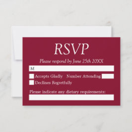 Elegant Burgundy Bröllop OSA Card Kort