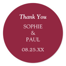 Elegant Burgundy Bröllop Tack Sticker