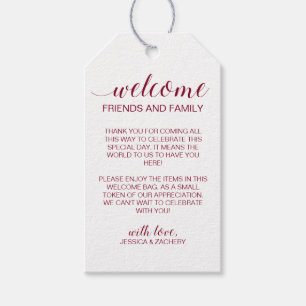 Elegant Burgundy Bröllop Välkomsthälsgåva från Bas Presentetikett