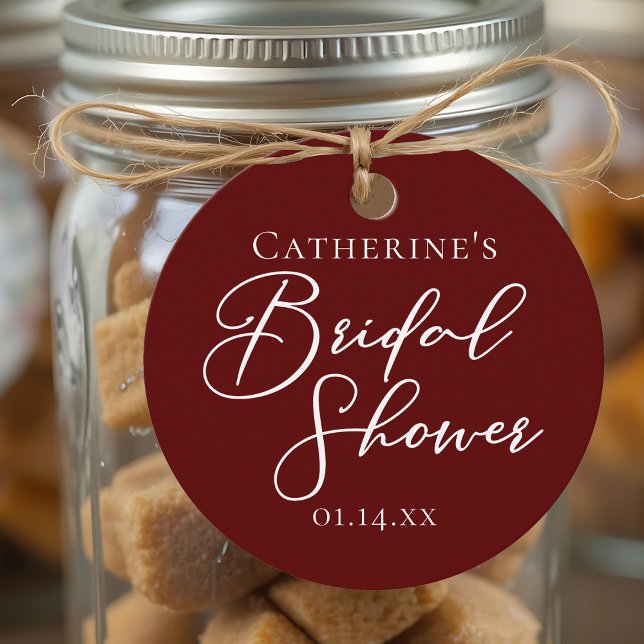 Elegant Burgundy Bröllopsdusch Personlig Fest Gåvor Etiketter (Skapare uppladdad)