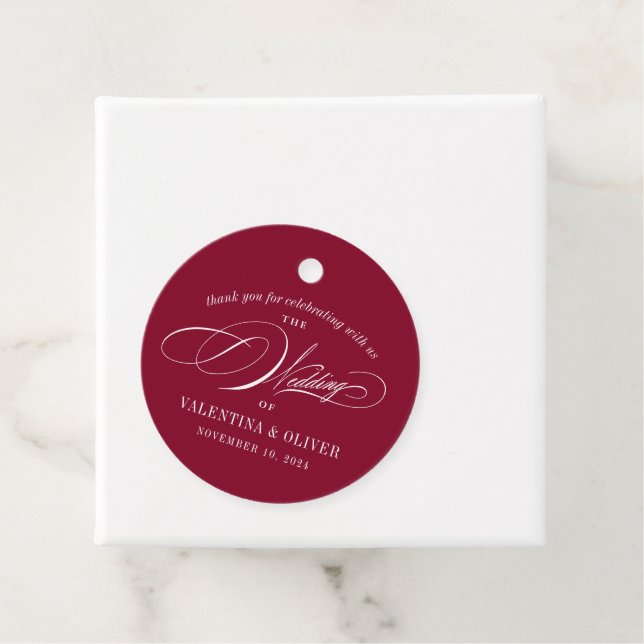Elegant Burgundy Calligraphy Bröllop Gåvor Etiketter (På plats)