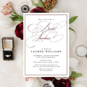 Elegant Burgundy Calligraphy Möhippa Luncheon Inbjudningar