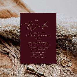Elegant Burgundy Calligraphy Vi gör Bröllop Inbjudningar