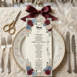 Elegant Burgundy Chic Wedding Menu Meny