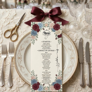 Elegant Burgundy Chic Wedding Menu Meny