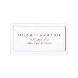 Elegant Burgundy Classic Script Adressetikett