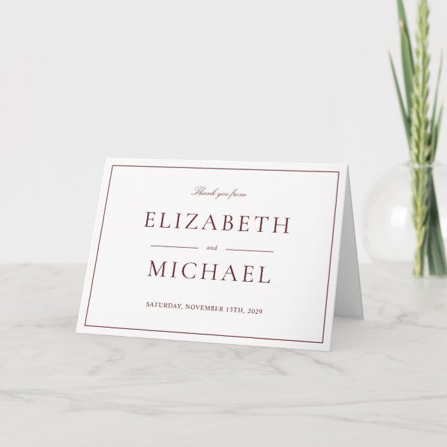 Elegant Burgundy Classic Script Kort (Framsida)