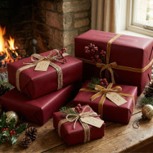 Elegant Burgundy Classic Vin Red Gift Wrap