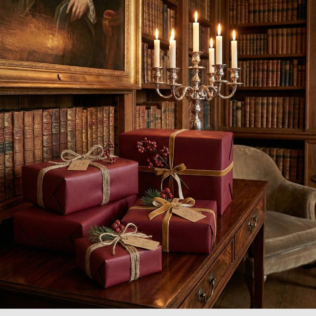 Elegant Burgundy Classic Vin Red Gift Wrap Presentpapper (Skapare uppladdad)