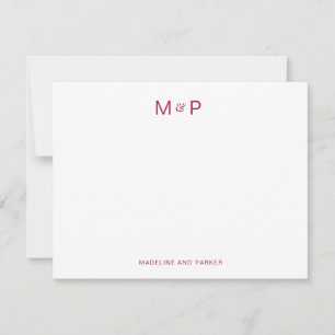 Elegant Burgundy-Contemporary par Monogram Anteckningskort