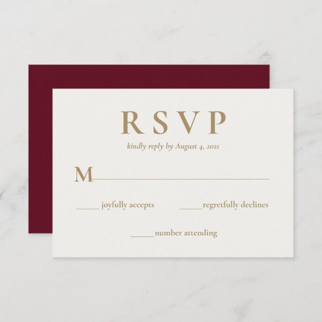 Elegant Burgundy Cream Bröllop OSA Card (Fram/baksida)