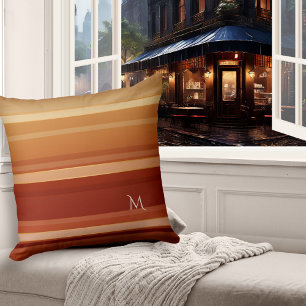 Elegant Burgundy Cream Stripe Mönster Pillow Kudde