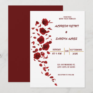 elegant Burgundy Crimson Flowers Bröllop inbjudan