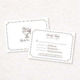 Elegant Burgundy Double Frame Wedding RSVP Card OSA Kort