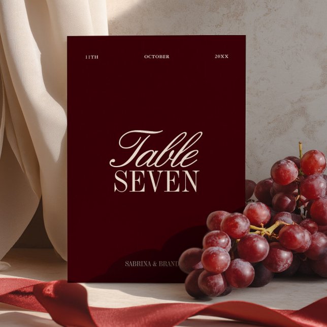 Elegant Burgundy & Elfenbenskusten Bröllop Bordsnu Inbjudningar (Elegant Burgundy & Ivory Wedding Table Number)