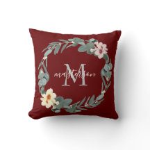 Elegant Burgundy Eucalyptus Blommigt Monogram