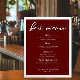 Elegant Burgundy Evening Bröllop Pub Menu Poster
