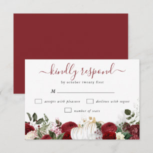 Elegant Burgundy Fall Pumpkin Bröllop OSA Kort