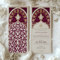 Elegant Burgundy & Faux Gold Foil Islamic Bröllop