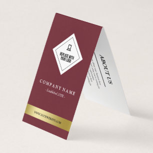 Elegant Burgundy Faux Guld Din Logotyp hänger Mä Visitkort