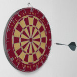 Elegant Burgundy Faux Guld Eget namn Geometric Darttavla<br><div class="desc">En klassisk ritbordsdesign med alternerande burgundi och faux guld-foilltrianglar. Ovanför och nedanför finns namn och ett meddelande i form av bågtext,  med gyllene lock.</div>