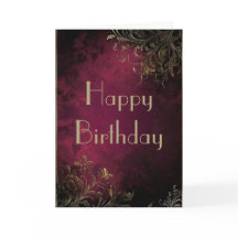 Elegant Burgundy & Faux Guld födelsedagskort