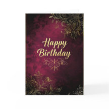 Elegant Burgundy & Faux Guld födelsedagskort