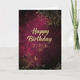 Elegant Burgundy & Faux Guld födelsedagskort Inbjudan