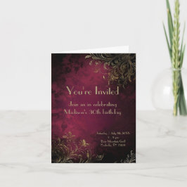 Elegant Burgundy & Faux Guld Inbjudan