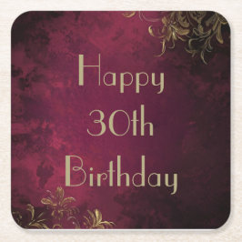 Elegant Burgundy & Faux Guld Papper Underlägg Kvadrat