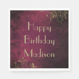 Elegant Burgundy & Faux Guld Pappersservett