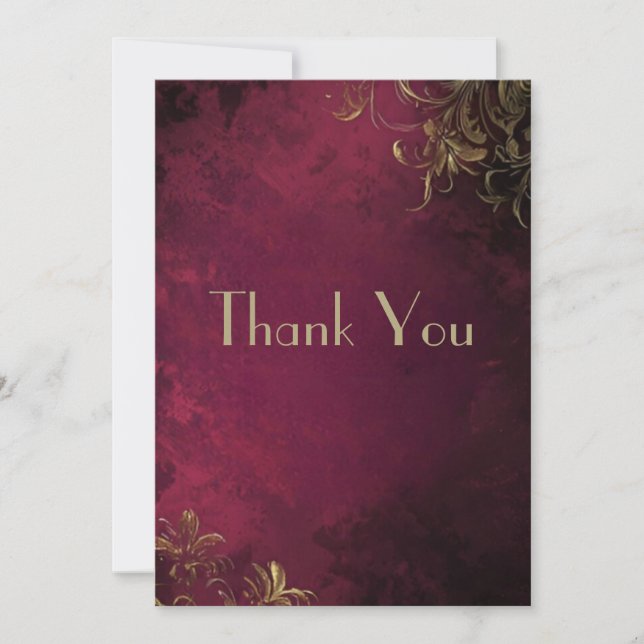 Elegant Burgundy & Faux Guld Tack Kort (Framsida)