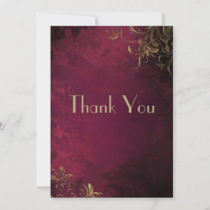 Elegant Burgundy & Faux Guld Tack Kort