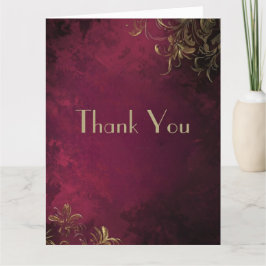 Elegant Burgundy & Faux Guld Tack Kort