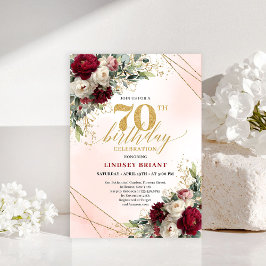 Elegant Burgundy Floral Boho Milestone Invitation Inbjudningar