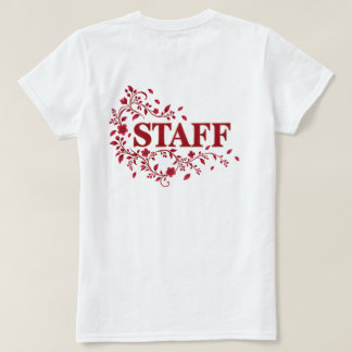 Elegant Burgundy Floral STAFF Event Team Design T Shirt