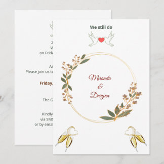 Elegant Burgundy Floral Wedding Anniversary  Inbjudningar