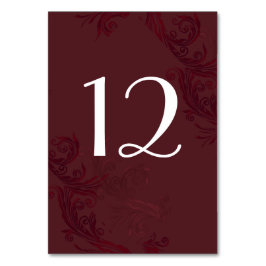 Elegant Burgundy Flourish Bröllop Bordsnummer