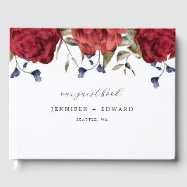 Elegant Burgundy Flower Bröllop Gästböcker