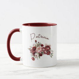 Elegant Burgundy Flowers Mugg