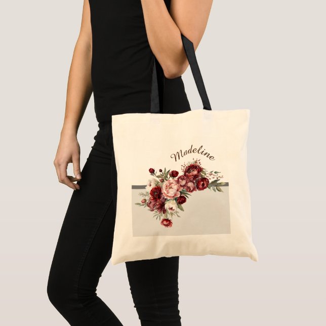 Elegant Burgundy Flowers Tygkasse (Framsida (produkt))