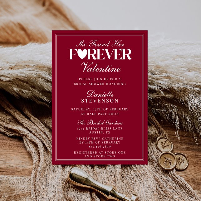 Elegant Burgundy Forever Valentine Bridal Shower Inbjudningar (Skapare uppladdad)