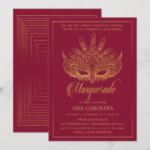 Elegant Burgundy Glitter Masquuppad Quinceañera