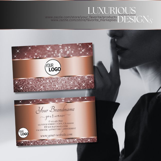 Elegant Burgundy Glitter Stars lägger till Logotyp Visitkort (Skapare uppladdad)