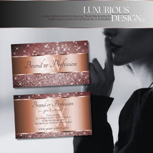 Elegant Burgundy Glitter Stars Monogram Ro Guld Visitkort