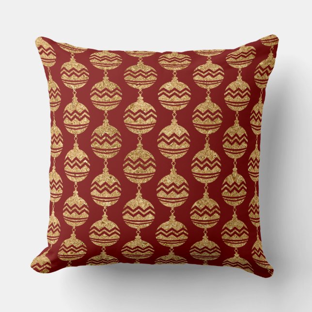 Elegant Burgundy & Gold Christmas Pillow – Luxury  Kudde (Framsida)