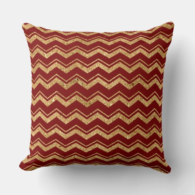 Elegant Burgundy & Gold Christmas Pillow – Luxury  Kudde (Framsida)