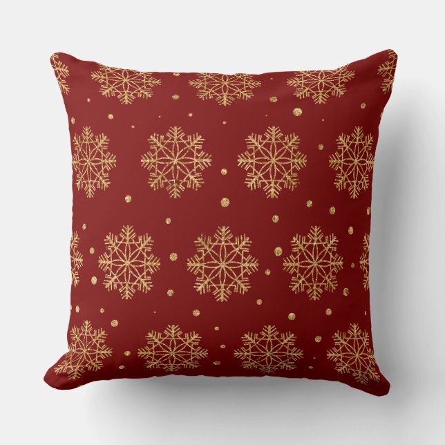 Elegant Burgundy & Gold Christmas Pillow – Luxury  Kudde (Framsida)